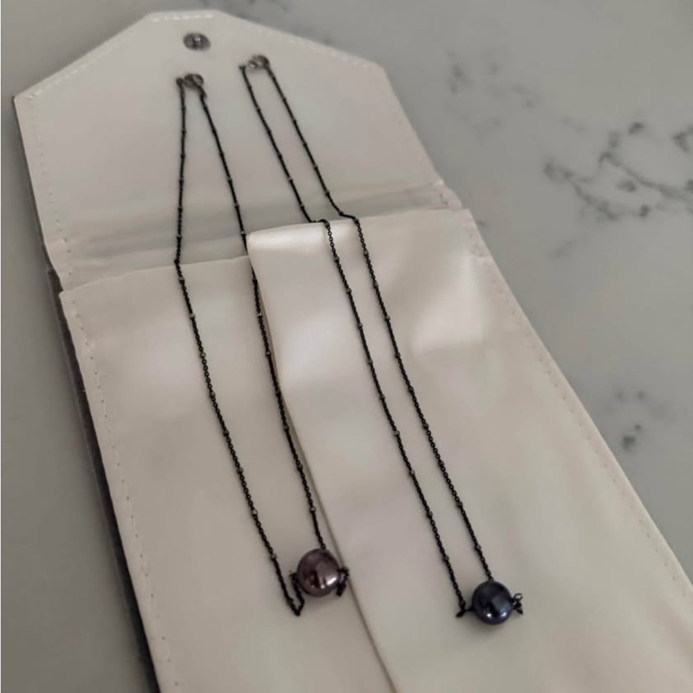 Elegant Tahitian Black Pearl Necklace Set